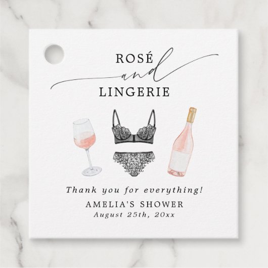 Rosé- und Lingerie-Brautparty Geschenkanhänger (Vorderseite)