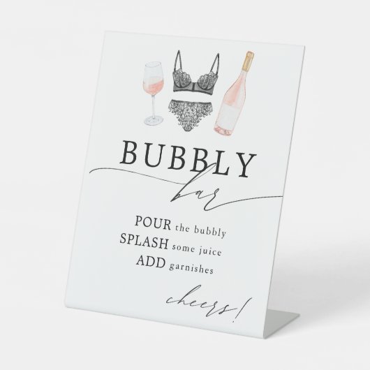 Rosé- und Lingerie-Bubbly-Bar Sockelschild (Vorderseite)
