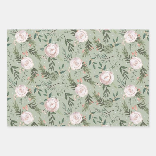 Rose- und Lotus-Pod-Verpackungspapier Geschenkpapier Set (Vorderseite)