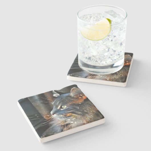 Rose und magisches Licht Steinuntersetzer (Seitenansicht)