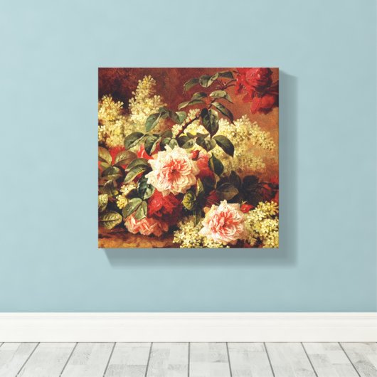 Rose und Mahogany von de Longpre Wrapped Canvas Leinwanddruck (Insitu (Holzboden))