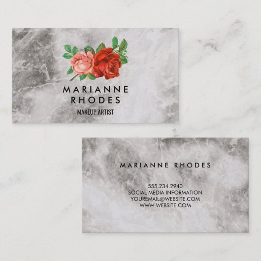 Rose und Marmor Visitenkarte (Vorne/Hinten)