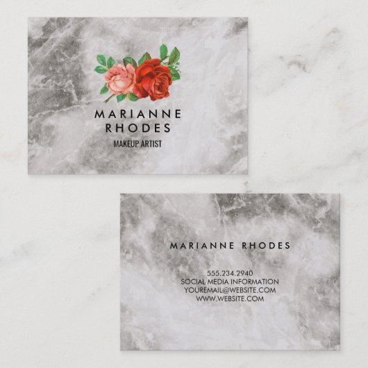 Rose und Marmor Visitenkarte (Vorne/Hinten)
