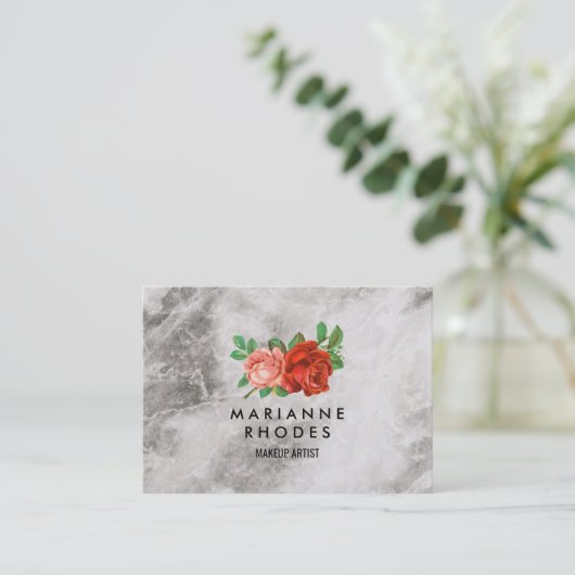 Rose und Marmor Visitenkarte (Stehend Vorderseite)