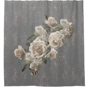 Rose und Marmorstruktur Duschvorhang