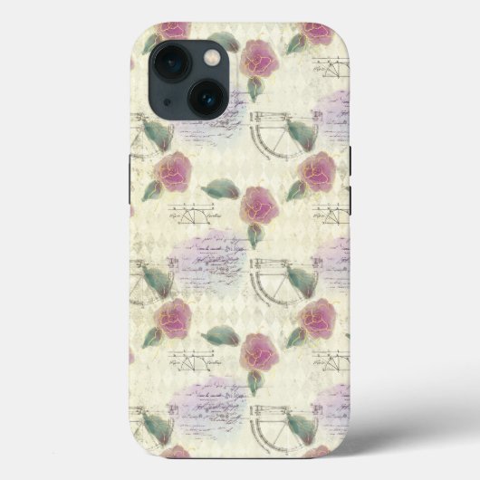 Rose und Mechanische Zeichn mit Gängen Case-Mate iPhone Hülle (Rückseite)