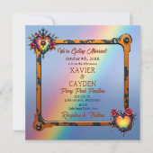 Rose und Metall LGBTQ Steampunk Einladung zur Hoch (Vorderseite)