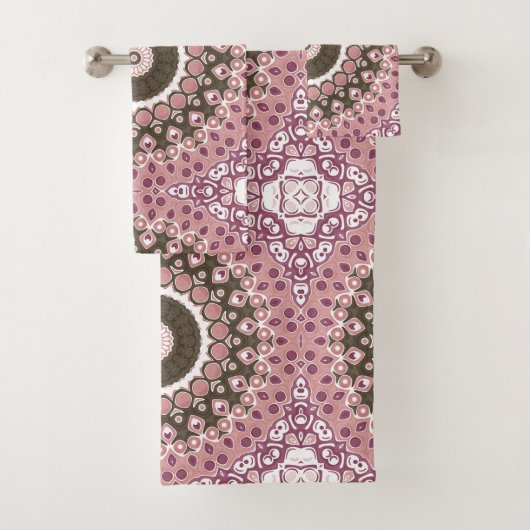 Rose und Mocha Mandala Muster Blumengeometrie Badhandtuch Set (Insitu)
