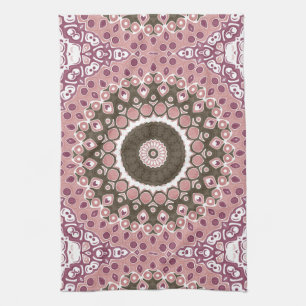 Rose und Mocha Mandala Muster Blumengeometrie Geschirrtuch