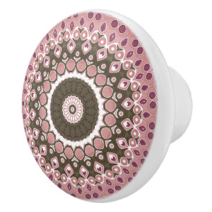 Rose und Mocha Mandala Muster Blumengeometrie Keramikknauf