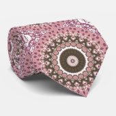 Rose und Mocha Mandala Muster Blumengeometrie Krawatte (Gerollt)