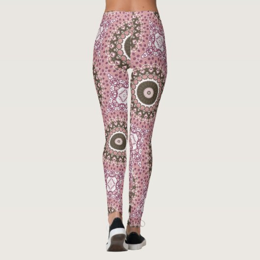 Rose und Mocha Mandala Muster Blumengeometrie Leggings (Rückseite)
