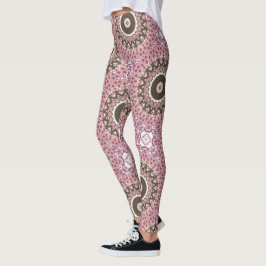 Rose und Mocha Mandala Muster Blumengeometrie Leggings
