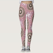 Rose und Mocha Mandala Muster Blumengeometrie Leggings (Vorderseite)