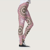 Rose und Mocha Mandala Muster Blumengeometrie Leggings (Rechts)
