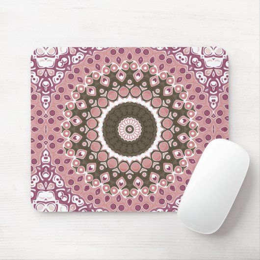 Rose und Mocha Mandala Muster Blumengeometrie Mousepad (Mit Mouse)