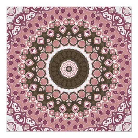 Rose und Mocha Mandala Muster Blumengeometrie Poster (Vorderseite)