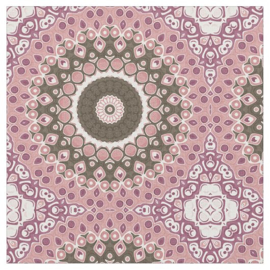 Rose und Mocha Mandala Muster Blumengeometrie Stoff (Nahaufnahme)