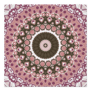 Rose und Mocha Mandala Muster Florale Geometrie Poster