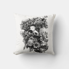 Rose und Motten - Schwarz Kissen