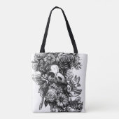 Rose und Motten - Schwarz Tasche (Rückseite)