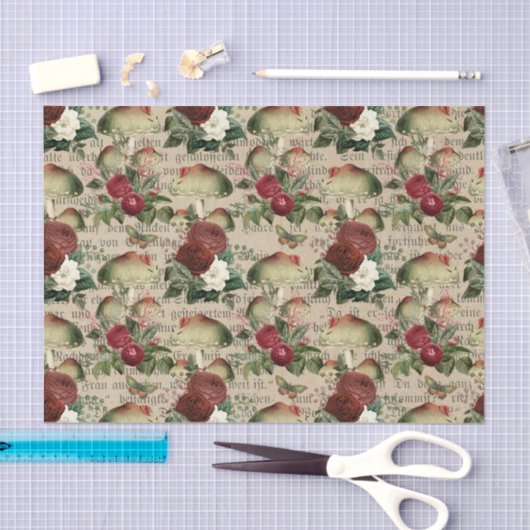 Rose und Mushroom Antiquitätenpapier Seidenpapier (Handwerk)