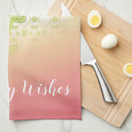 Rose und Muster Geschirrtuch (Viertel Falte)