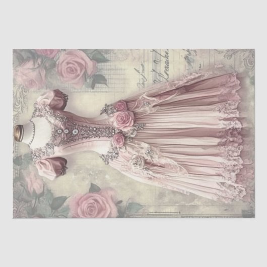 Rose und Nähen von Ephemera Seidenpapier (Vorderseite)