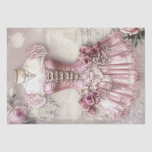 Rose und Nähen von Ephemera Seidenpapier (Vorderseite)