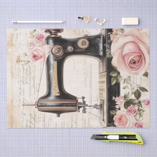 Rose und Nähen von Ephemera Seidenpapier (Handwerk)