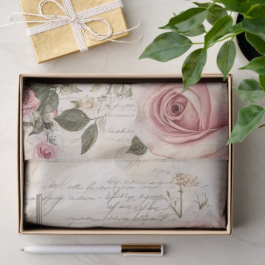 Rose und Nähen von Ephemera Seidenpapier (Geschenk)