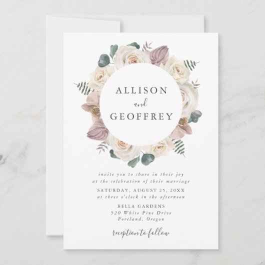 Rose und Orchideen Einladung (Vorderseite)