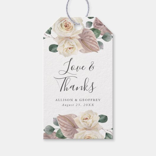 Rose und Orchideen Gastgeschenk Hochzeit Geschenkanhänger (Vorderseite)