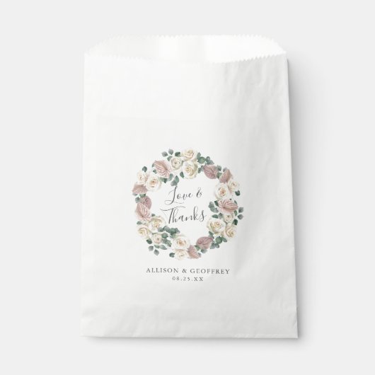 Rose und Orchideen Hochzeit Vielen Dank Geschenktütchen (Vorderseite)