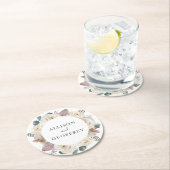 Rose und Orchideen Personalisiert Hochzeit Runder Pappuntersetzer (Vor Ort)