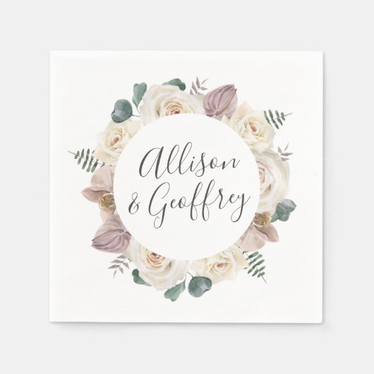 Rose und Orchideen Personalisiert Hochzeit Serviette (Vorderseite)