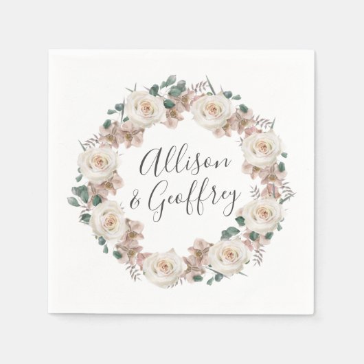 Rose und Orchideen Personalisiert Hochzeit Serviette (Vorderseite)