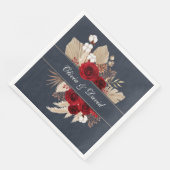 Rose und Pampas Grass Wedding Napkins Serviette (Ecke)