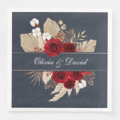 Rose und Pampas Grass Wedding Napkins Serviette (Vorderseite)