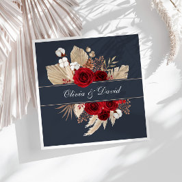 Rose und Pampas Grass Wedding Napkins Serviette