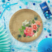 Rose und Peacock Feathers Paper-Teller Pappteller (Party)