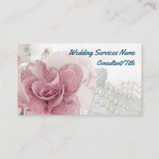 Rose und Pearls Wedding Romance Business Card Visitenkarte