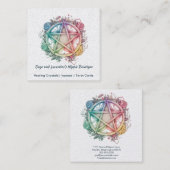 Rose und Pentagramm Quadratische Visitenkarte (Vorne/Hinten)