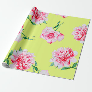 Rose und Peonies Aquarellmuster Geschenkpapier