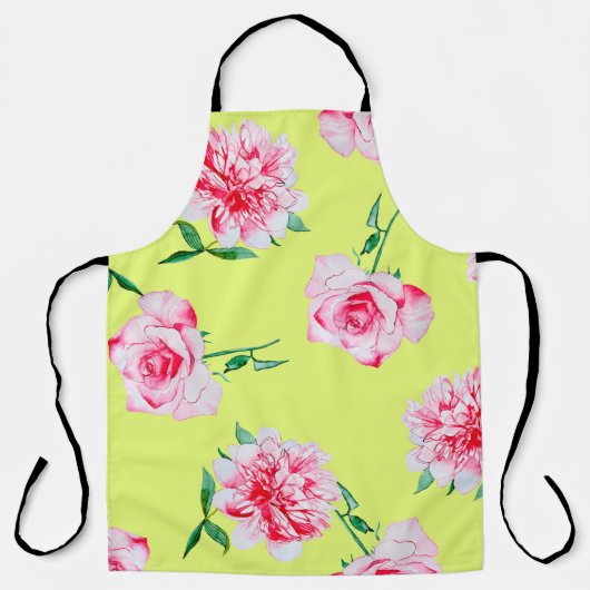 Rose und Peonies Aquarellmuster Schürze (Vorderseite)
