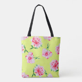 Rose und Peonies Aquarellmuster Tasche (Rückseite)