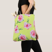 Rose und Peonies Aquarellmuster Tasche (Von Nahem)