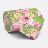 Rose und Peonies grün Krawatte (Gerollt)