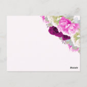 Rose und Peonies Rosa Tischplatinenkarte Postkarte (Rückseite)