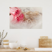 Rose und Perlen mit Federn Plakat (Küche)